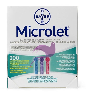 Bayer Diabete Linea Controllo Glicemia Microlet Lancets 200 Lancette Pungidito
