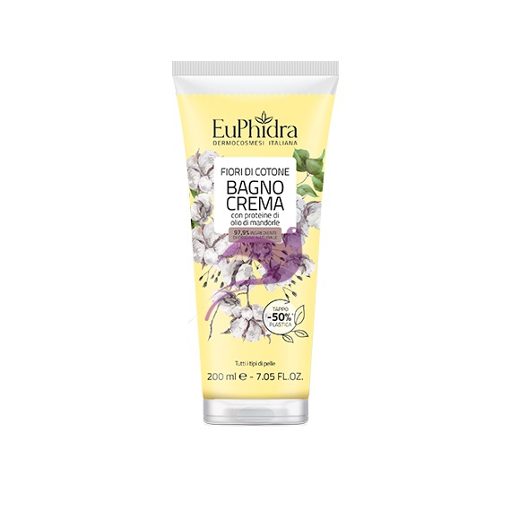 Euphidra Bagno Crema Fiori di Cotone con Proteine di Olio di Mandorle 200 ml