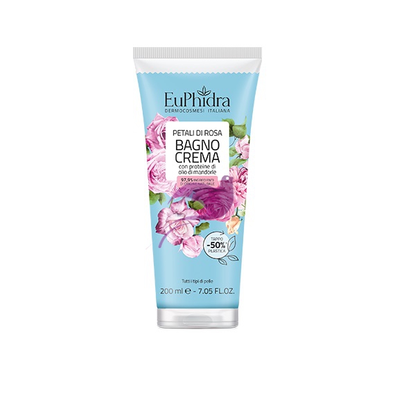 Euphidra Bagno Crema Petali di Rosa con Proteine di Olio di Mandorle 200 ml