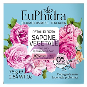Euphidra Sapone Vegetale Solido ai Petali di Rosa con Olio di Mandorle Dolci 75g