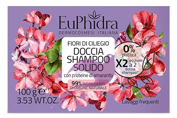 Euphidra Doccia Shampoo Solido Fiori di Ciliegio con Proteine di Amaranto 100g