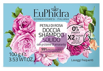 Euphidra Doccia Shampoo Solido ai Petali di Rosa con Proteine di Amaranto 100g