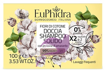 Euphidra Doccia Shampoo Solido ai Fiori di Cotone con Proteine di Amaranto 100g