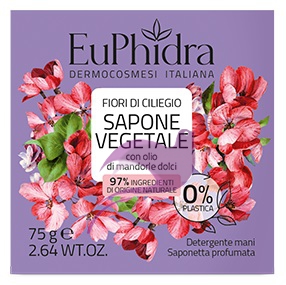 Euphidra Sapone Vegetale Solido Fiori di Ciliegio con Olio di Mandorle Dolci 75g