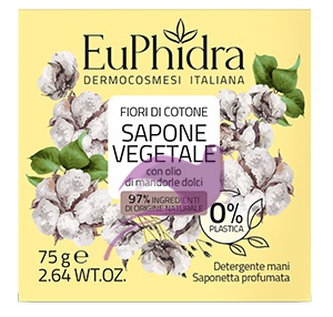 Euphidra Sapone Vegetale Solido Fiori di Cotone con Olio di Mandorle Dolci 75g