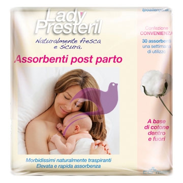 Lady Presteril Linea Pocket Assorbente Puro Cotone 30 Assorbenti Post-Parto