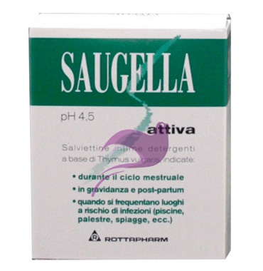 Saugella Linea Attiva Verde Detergente Intimo Delicato 10 Salviettine Morbide