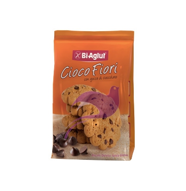 BiAglut Linea Biscotti Senza Glutine Cioco Fiori con Gocce di Cioccolato 200 g