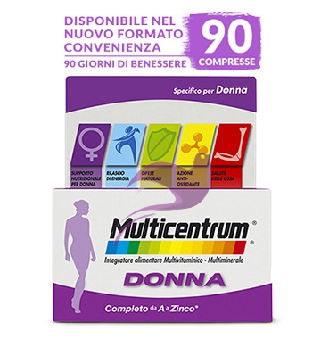 Multicentrum Linea Vitamine Minerali Donna Integratore Alimentare 90 Compresse