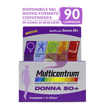 Multicentrum Linea Vitamine Minerali Donna 50+ Integratore 50+Anni 90 Compresse