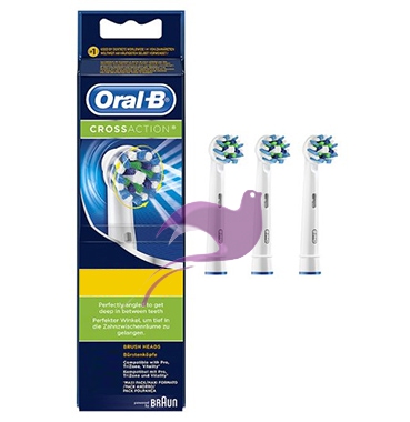 Oral-B Linea Igiene Dentale Quotidiana CrossAction 3 Spazzolini di Ricambio