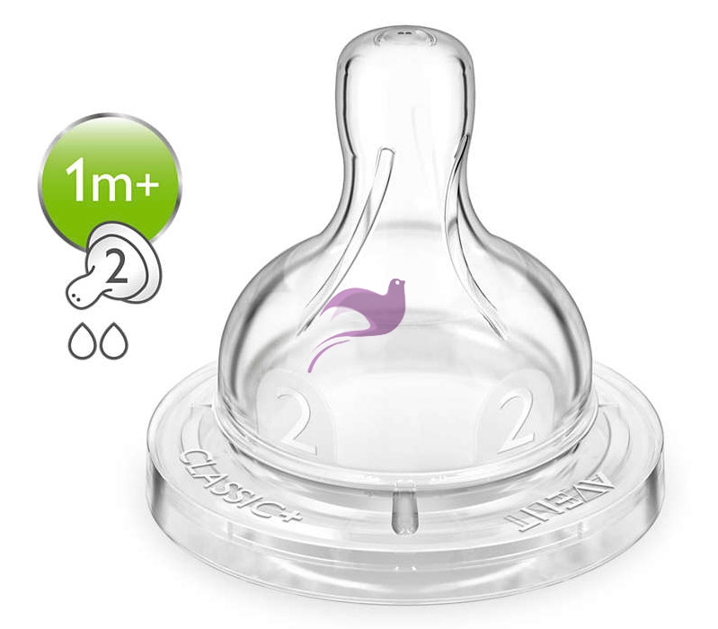 Avent Linea Allattamento Neonato 2 Tettarelle Classic+ Flusso Lento 2 Fori 1m+