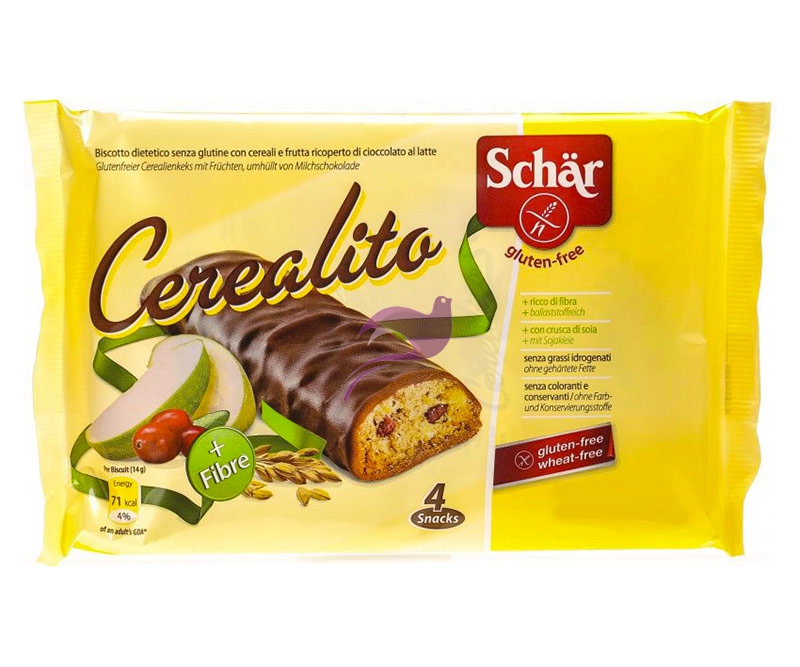 Schar Linea Dolci e Biscotti Cerealito 4 Barrette ricoperte di Cioccolato 14 g