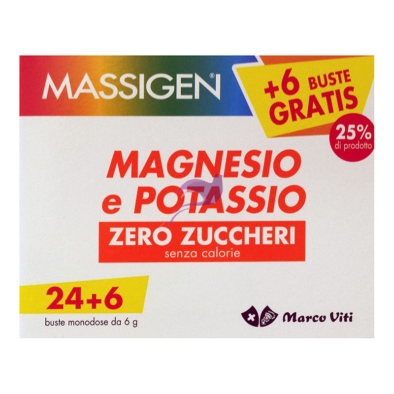 Massigen Magnesio e Potassio Zero Zuccheri Integratore Alimentare 30 Buste
