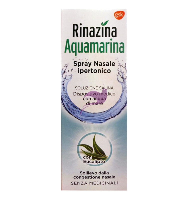 Gsk Linea Pulizia del Naso Rinazina Aquamarina Soluzione Ipertonica Spray 20 ml