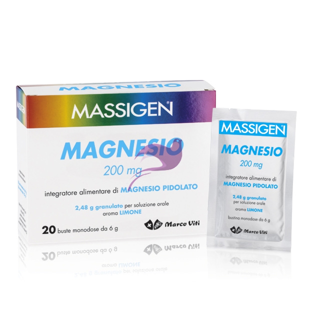 Massigen Linea Sali Minerali Magnesio Pidolato Integratore 20 Buste Limone
